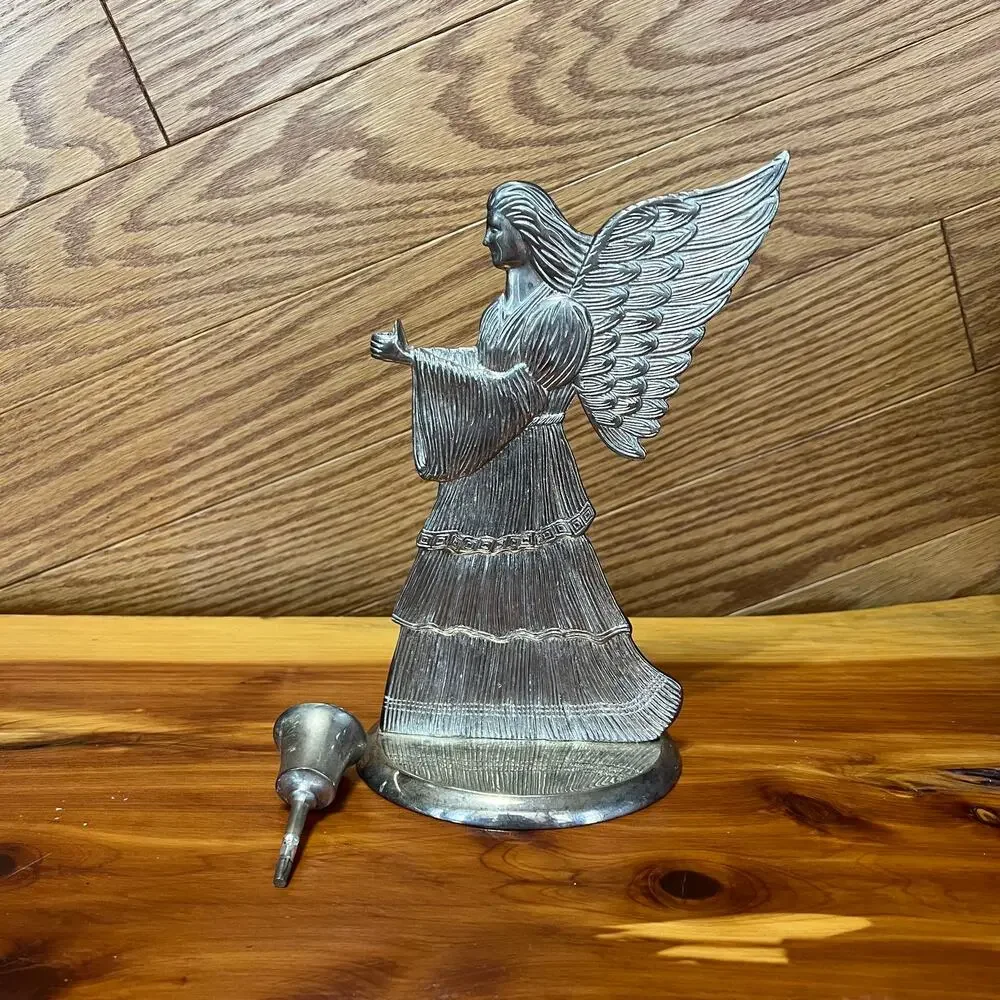 Vintage 1994 International Silver‎ Co Silver Plated Angel W Taper Candle Holder